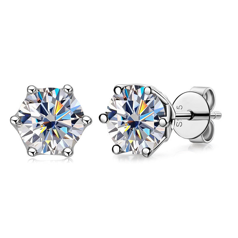D-color 0.5-2 carat moissanite ear stud S925 with GRA certificate overtest pen
