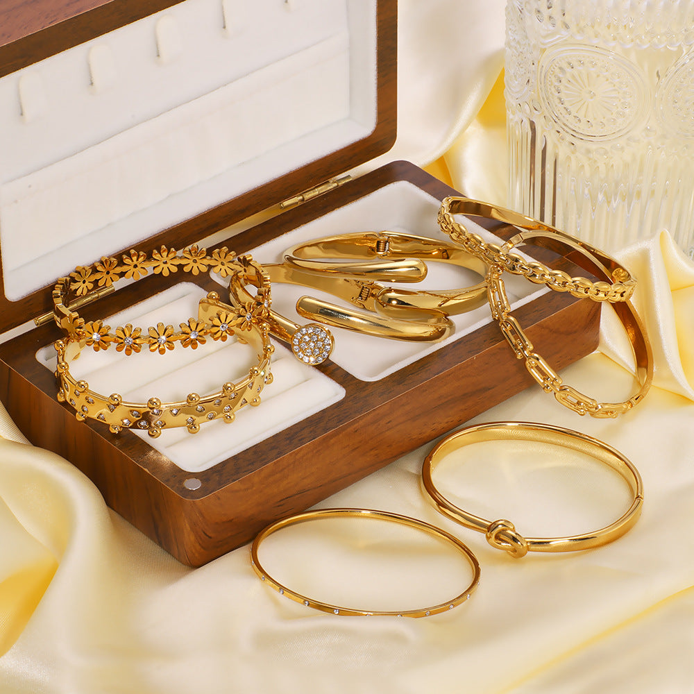 18K Gold-Plated Snap-On Bangle Bracelet