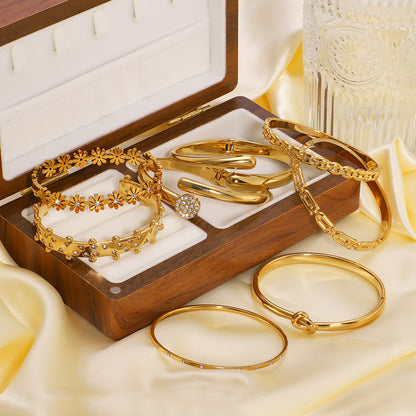 18K Gold-Plated Snap-On Bangle Bracelet