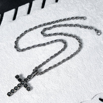 Eco-friendly zinc cross pendant, 4mm single-row chain