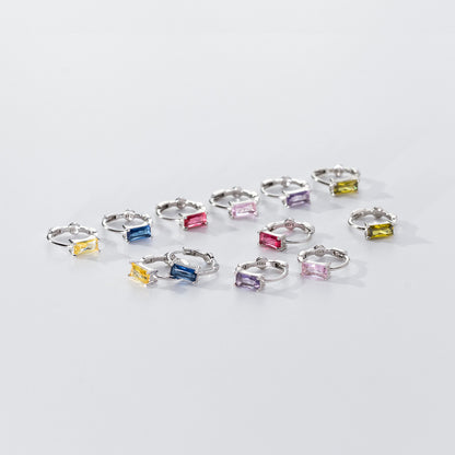 MOQ=2PCS s925 Exquisite colorful square ear le style design elegant and stylish earrings for women M04358