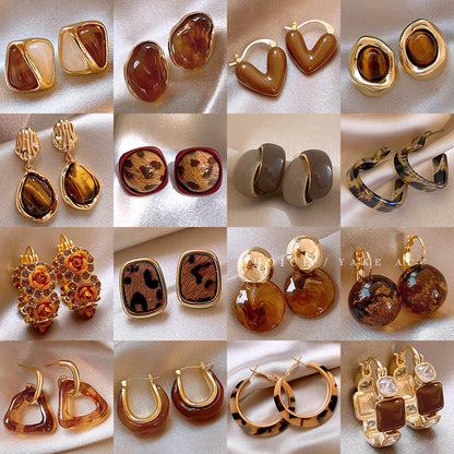 925 Silver Maillard Brown Amber Pearl Stud Earrings