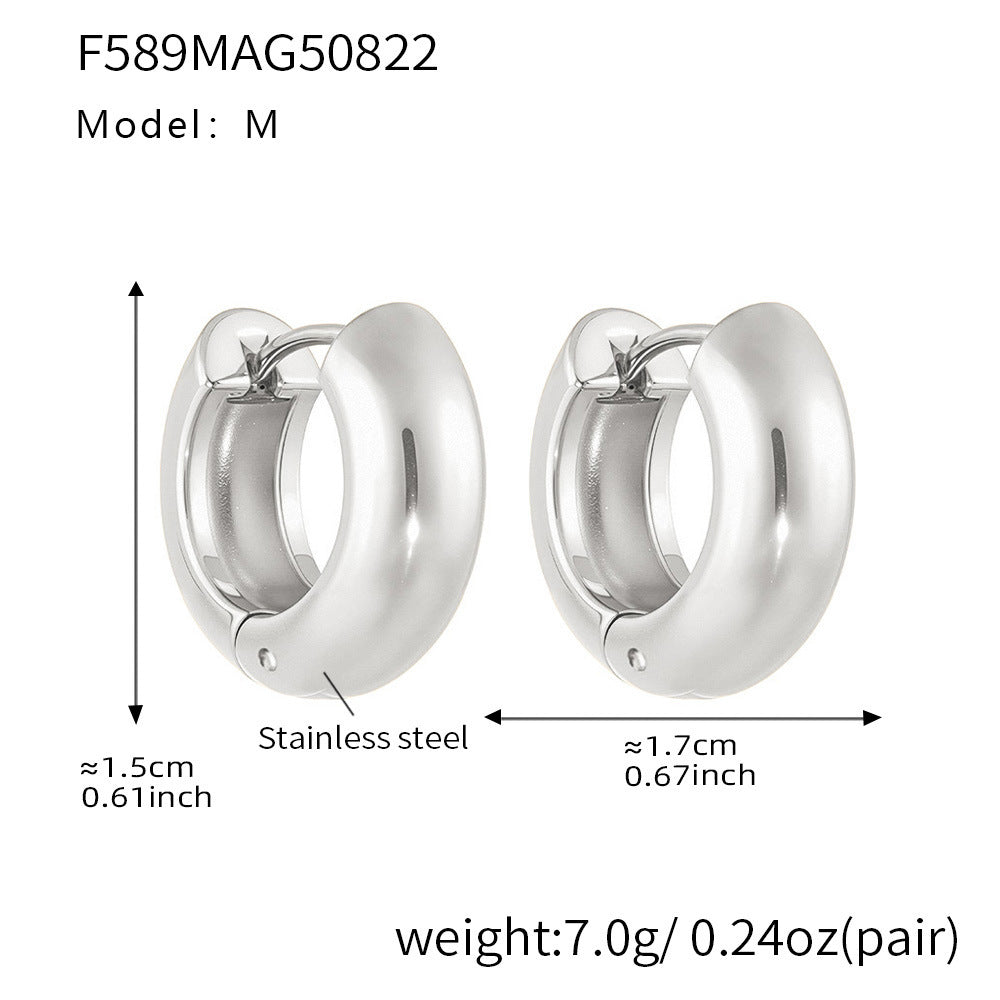 Mili fine-polished plain ring ear loops and ear les, 18k plated women's earrings