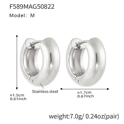 Mili fine-polished plain ring ear loops and ear les, 18k plated women's earrings