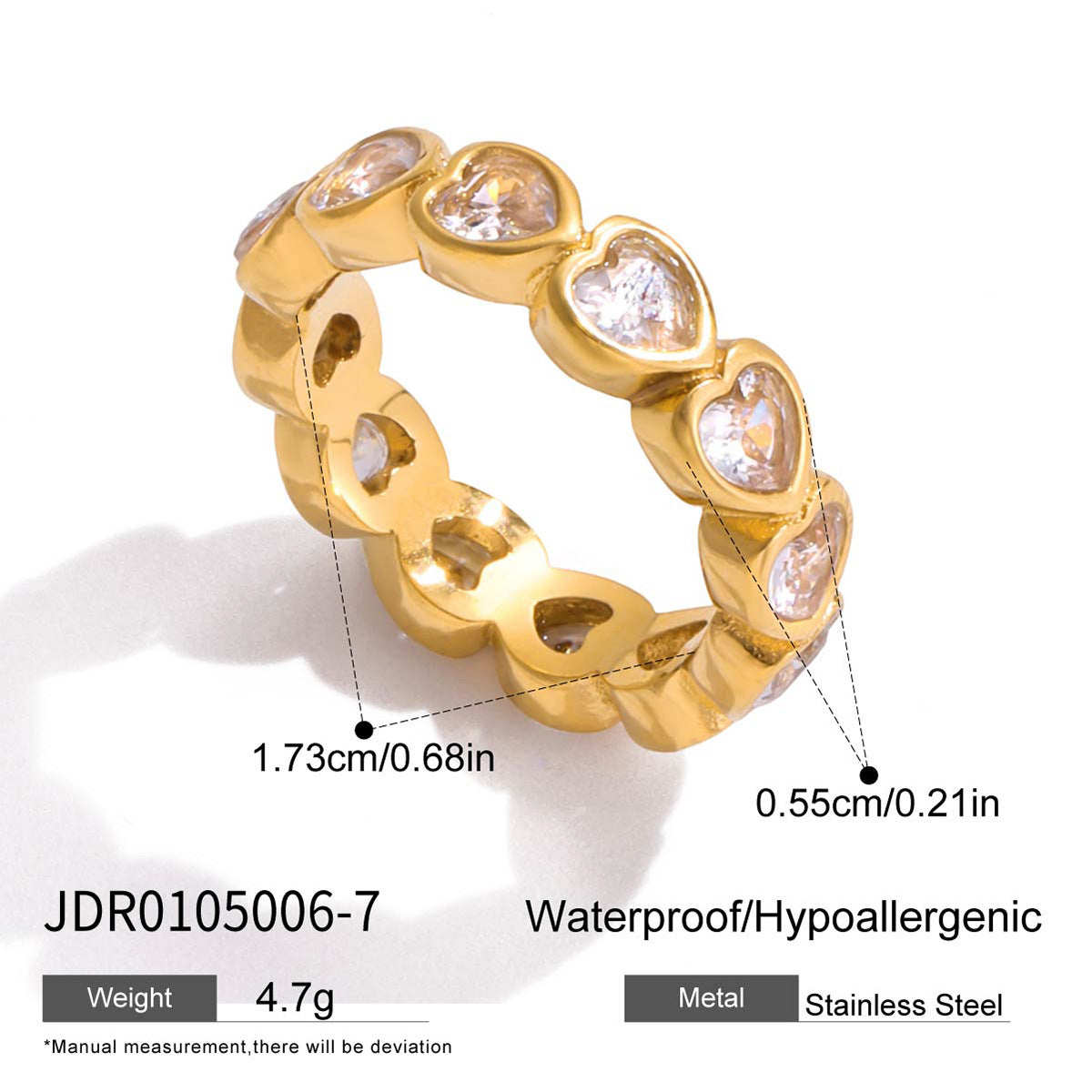 18K Layered Heart-Shaped White Ring