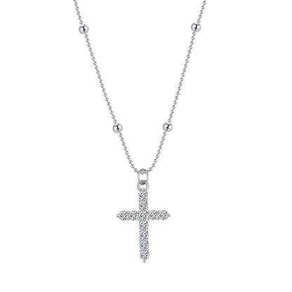 The cross-shaped pendant is set with a high-end and versatile look in yellow