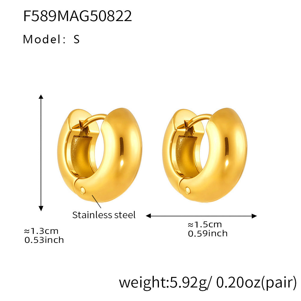 Mili fine-polished plain ring ear loops and ear les, 18k plated women's earrings