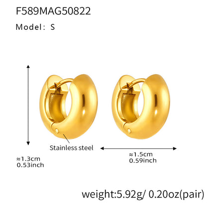 Mili fine-polished plain ring ear loops and ear les, 18k plated women's earrings