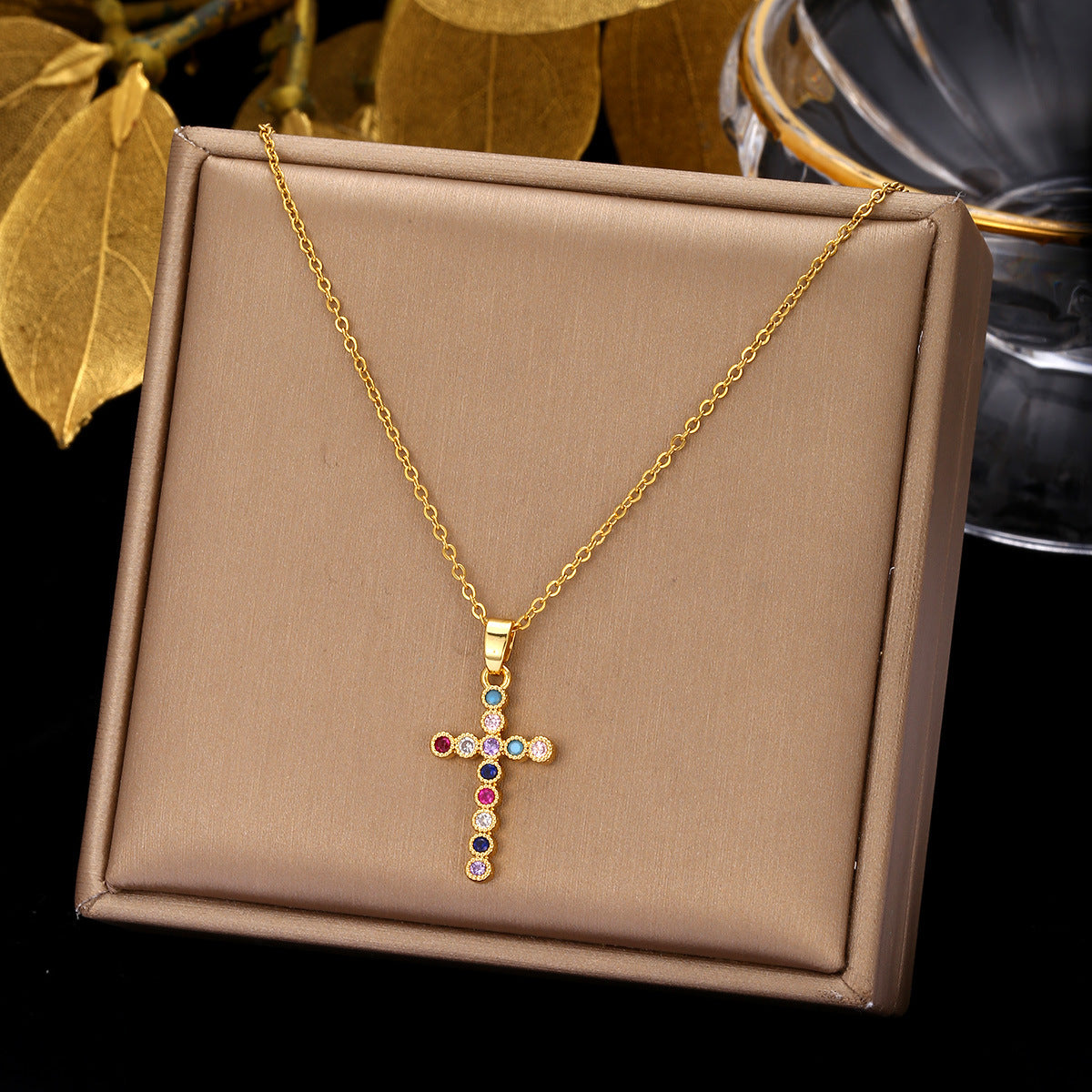 The wind color full cross design sense pendant chain decoration