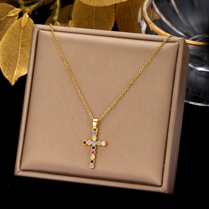 The wind color full cross design sense pendant chain decoration