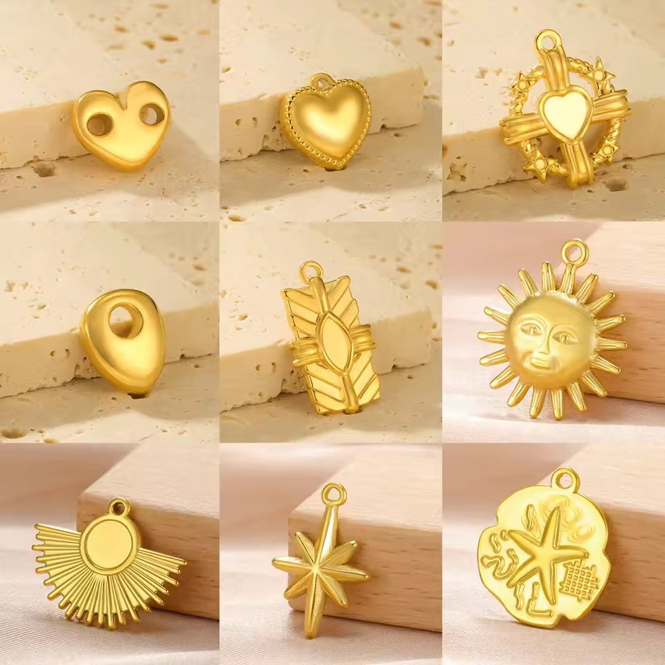 Heart-shaped sun star pendant earrings bracelet jewelry making pendant