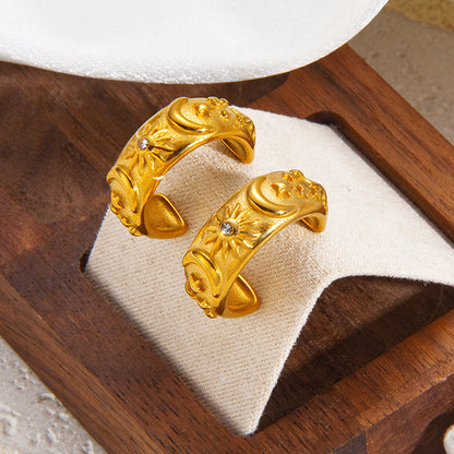 Sun Moon & Star Open Bangle Bracelet