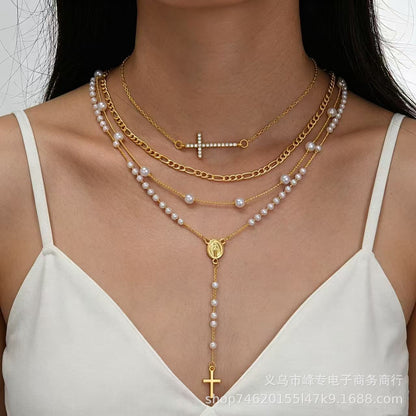 Flower and pearl versatile women's street style jewelry