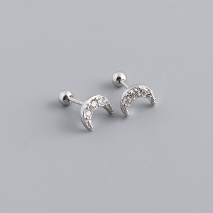 S925 Silver Moon Screw Ear Bone Studs – Colourful Cartilage