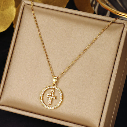 The wind color full cross design sense pendant chain decoration