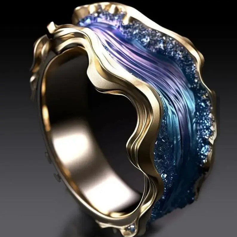A lady's ring with wave enamel
