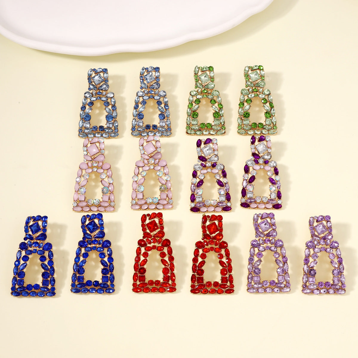 Square-set party trendy, versatile and elegant earrings and earrings from Yiwu