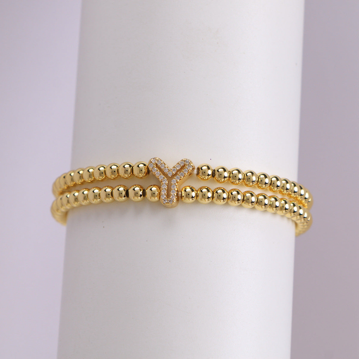 18K Bubble Letter Beaded Bracelet