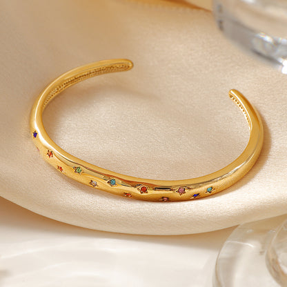 18K Gold Open Star Bracelet