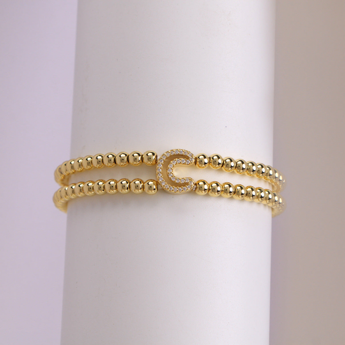 18K Bubble Letter Beaded Bracelet