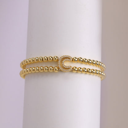 18K Bubble Letter Beaded Bracelet