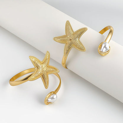 Pearl Curtain Exaggerated Flower Arm Bracelet