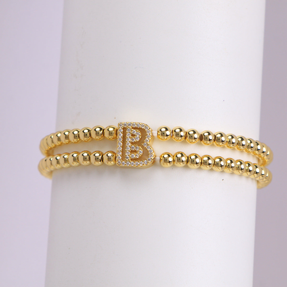 18K Bubble Letter Beaded Bracelet