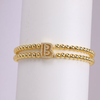 18K Bubble Letter Beaded Bracelet
