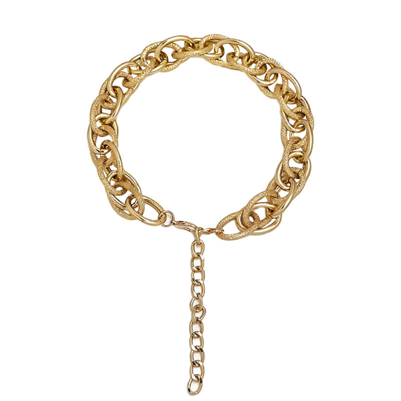 Street trendy color patchwork women's exaggerated single-layer aluminum chain necklace