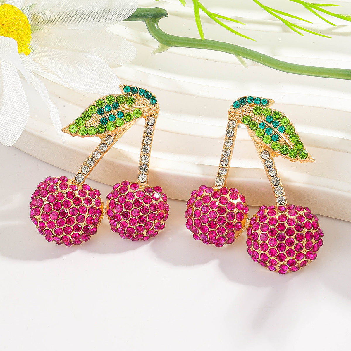 Design watermelon, cherry and lemon fresh and sweet earrings