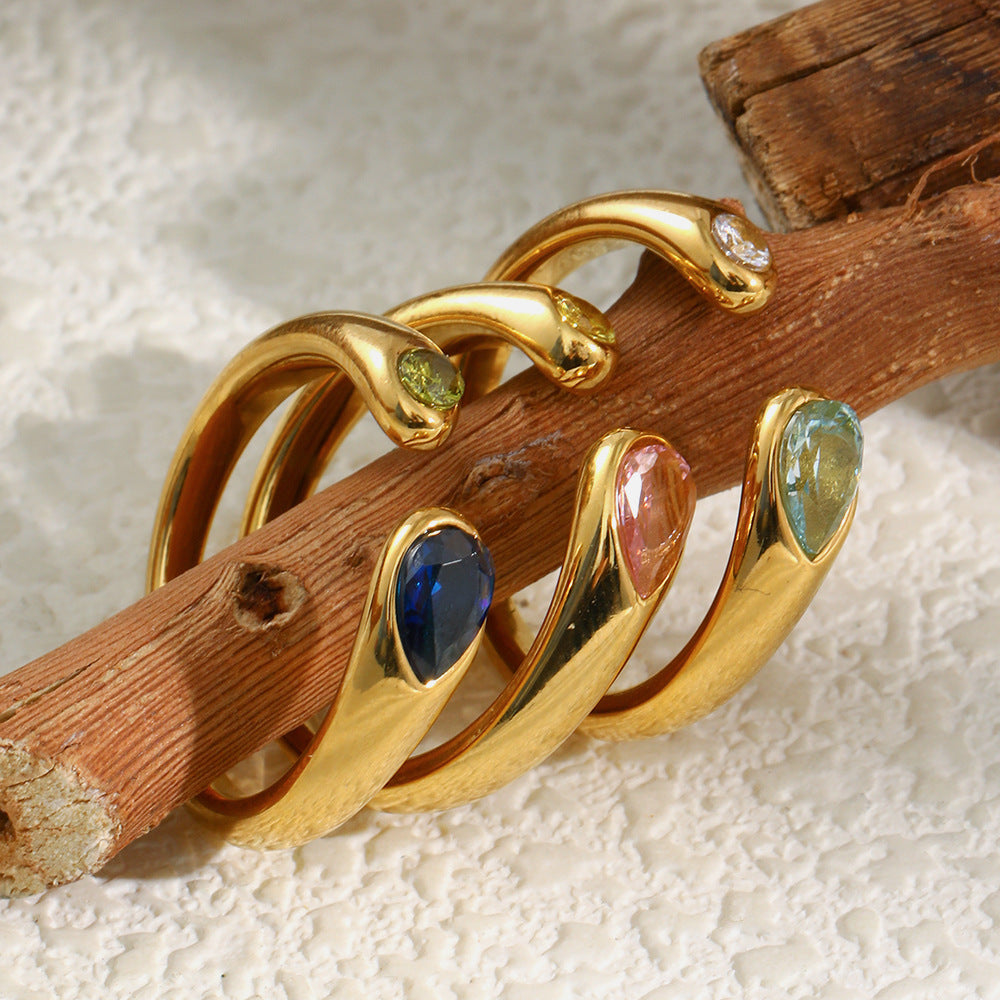 Mengjia jewelry with 18K large and all snake head opening rings plated