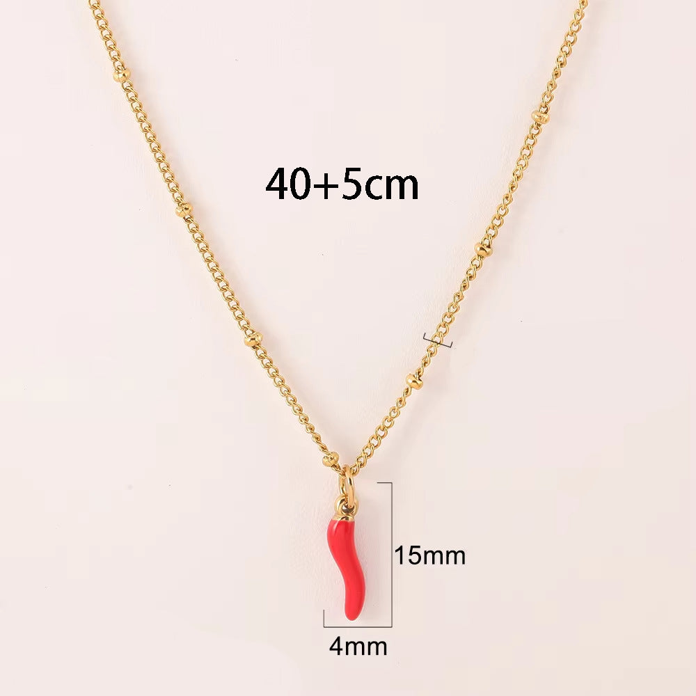 Colorful little chili pepper pendant, a high-end and versatile chain girl