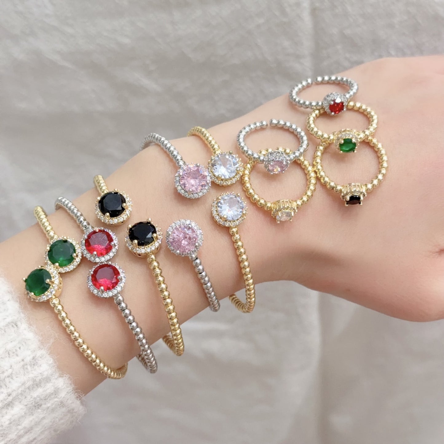 18K Micro-Inlaid Adjustable Colour Bracelet