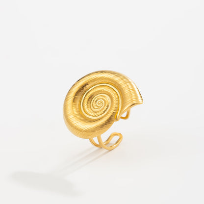 Ocean-style starfish and conch ring, women's vacation-style flower ring
