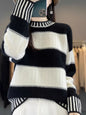 Women's Striped Knit Turtleneck Sweater