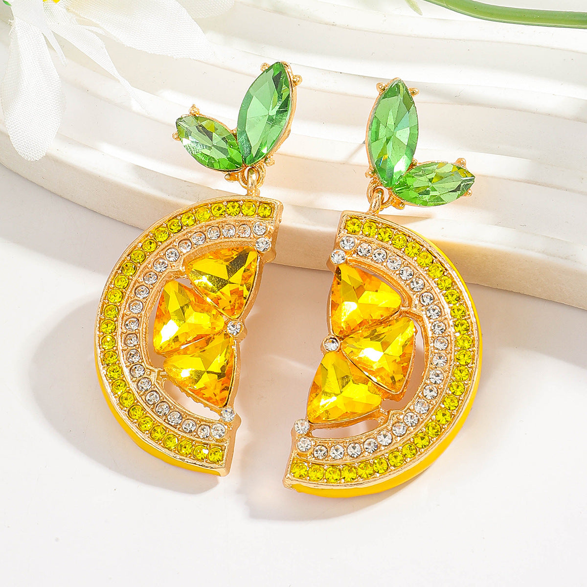 Design watermelon, cherry and lemon fresh and sweet earrings