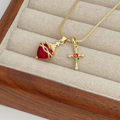 Gold Faith Double Pendant Necklace
