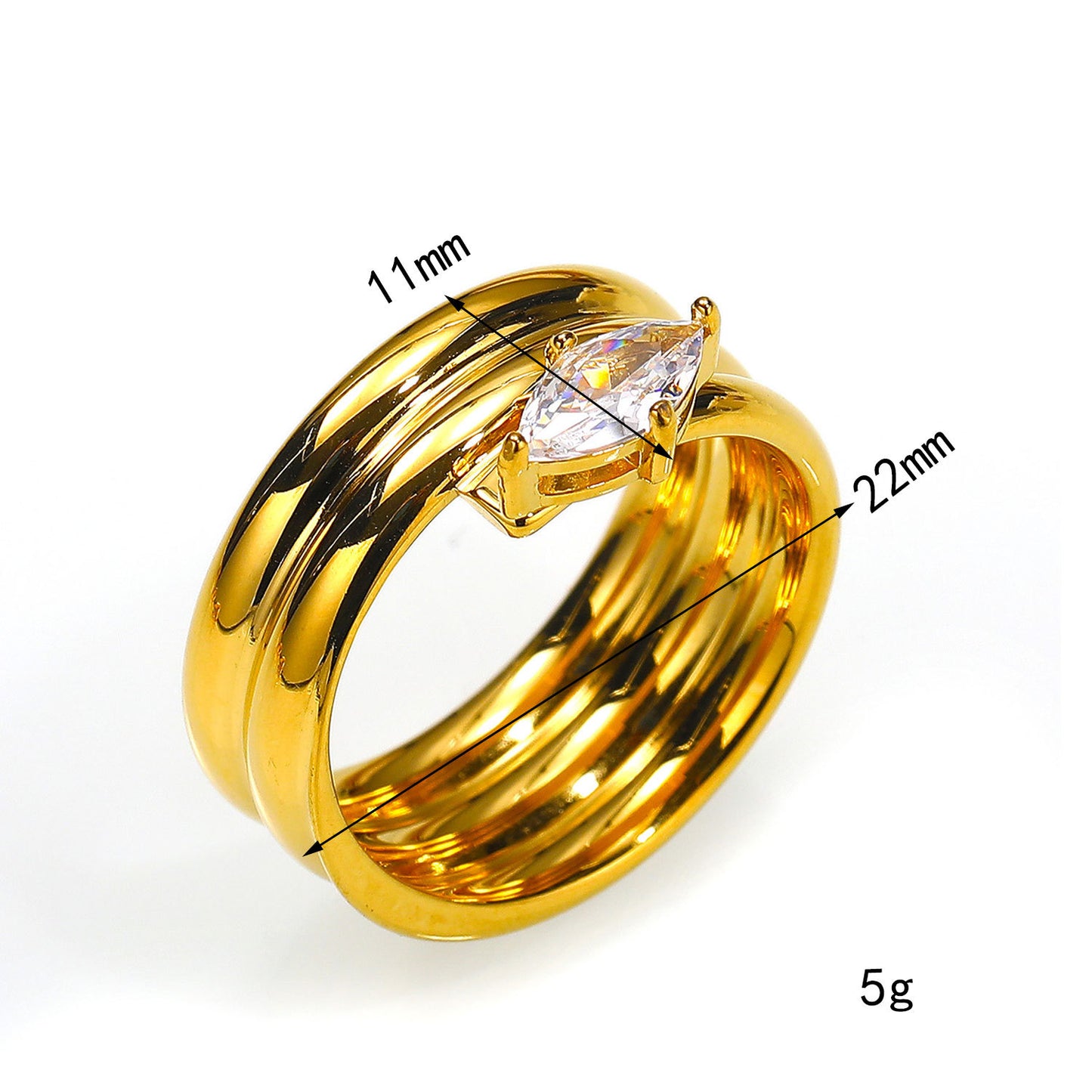 A -style design with an arc-shaped ring for women
