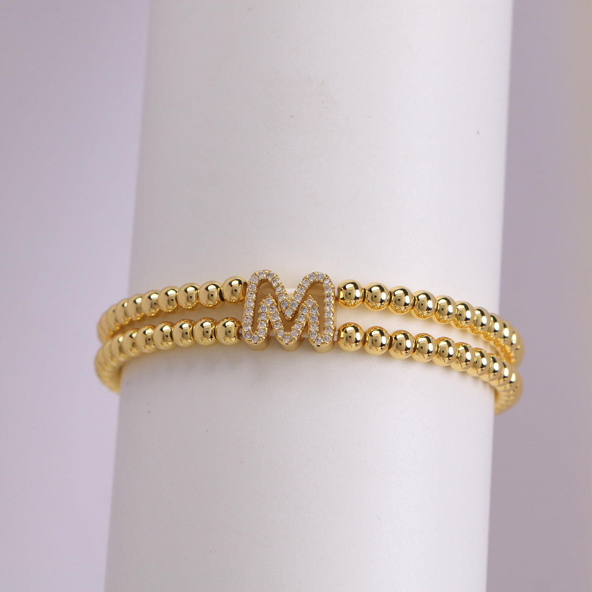 18K Bubble Letter Beaded Bracelet