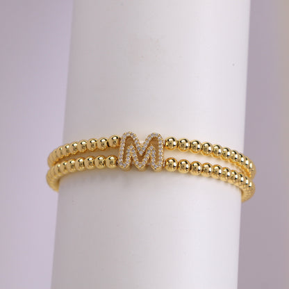 18K Bubble Letter Beaded Bracelet