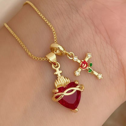Gold Faith Double Pendant Necklace