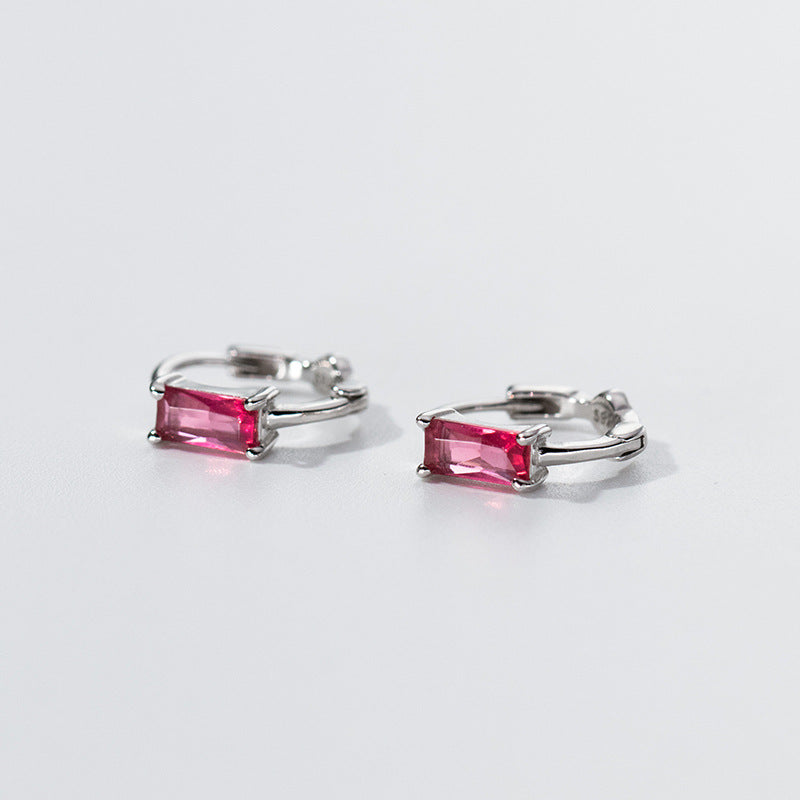 MOQ=2PCS s925 Exquisite colorful square ear le style design elegant and stylish earrings for women M04358