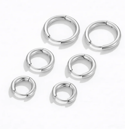 Mysterious minimalist style color-blocked circle ear loops, versatile plain circle earrings PVD