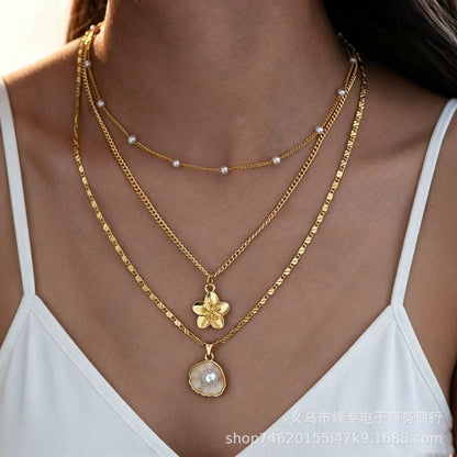 Flower and pearl versatile women's street style jewelry