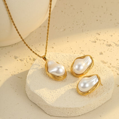 High-end, irregular-shaped Baroque pearl earring chain