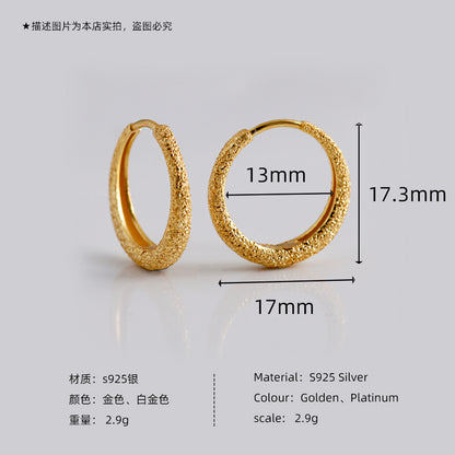 Sparkling sand face cold style S925 earring earrings and earrings for women