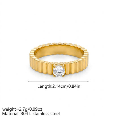 18K texture vertical stripe ring, single piece design, style jewelry