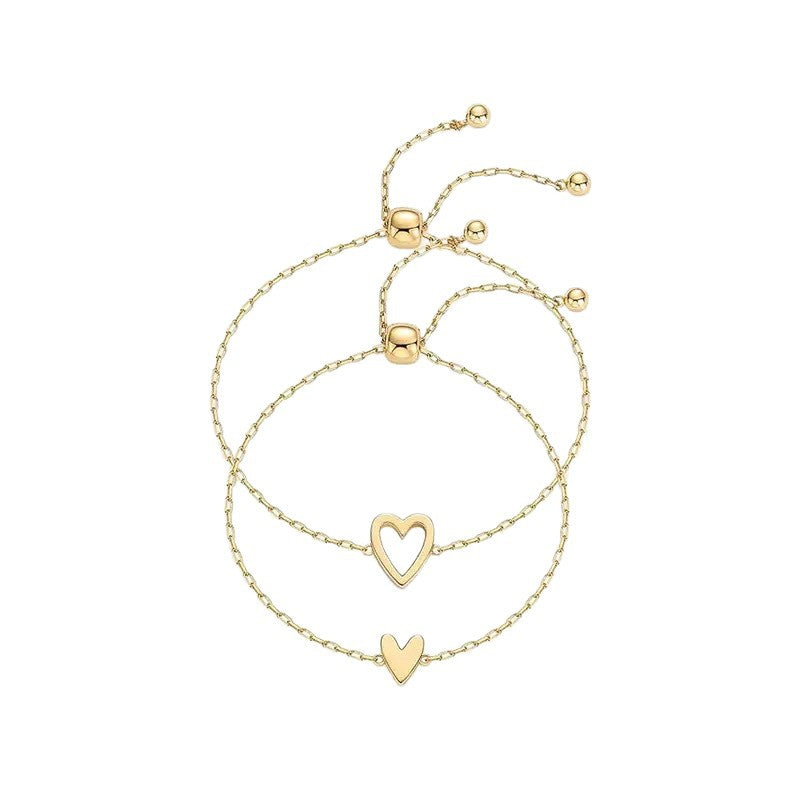 【 18k double-layer heart-shaped bracelet 】 Layered style high-end decoration