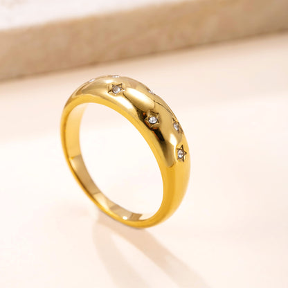 A trendy 18k cast star-studded ring for women