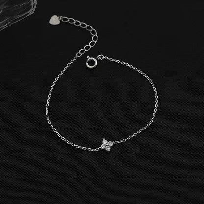 S925 Silver Delicate Floral Charm Bracelet